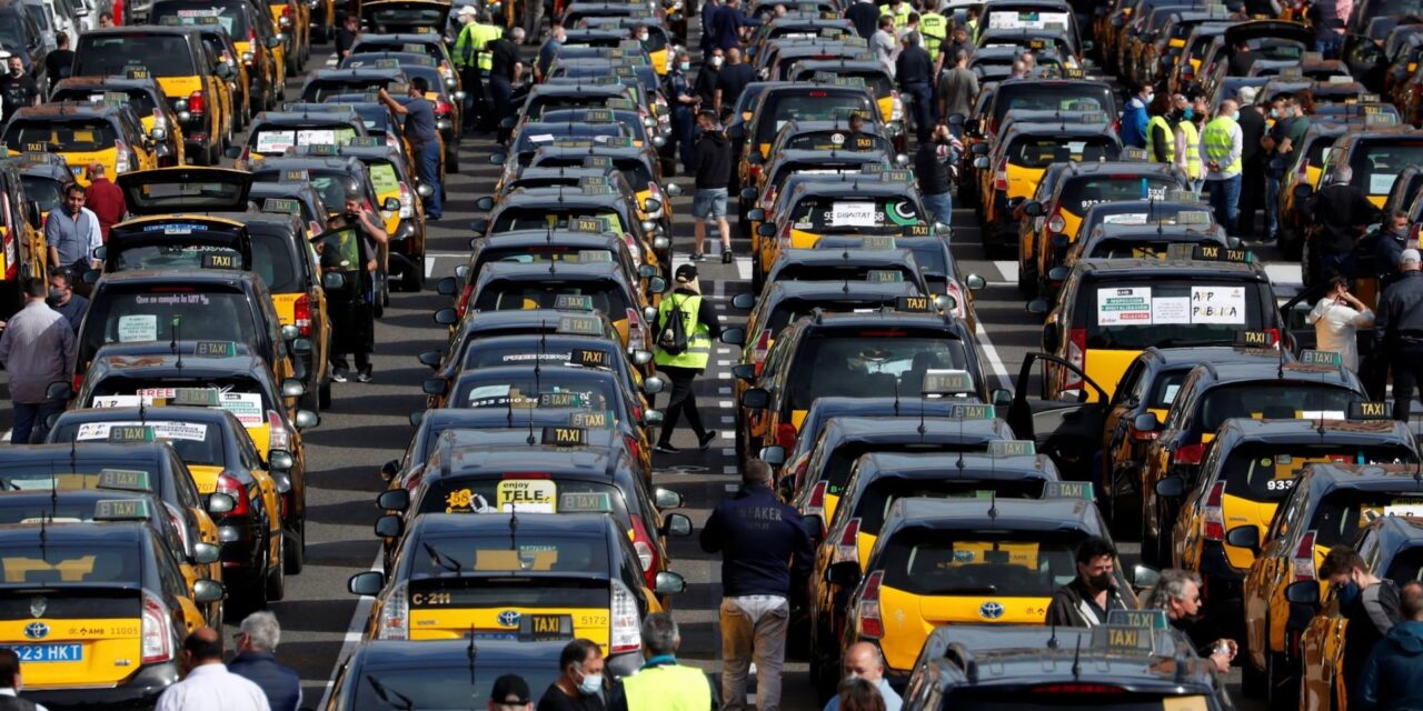 Taxi Drivers Bring Barcelona to a Standstill in Protest of Ride-Hailing Services